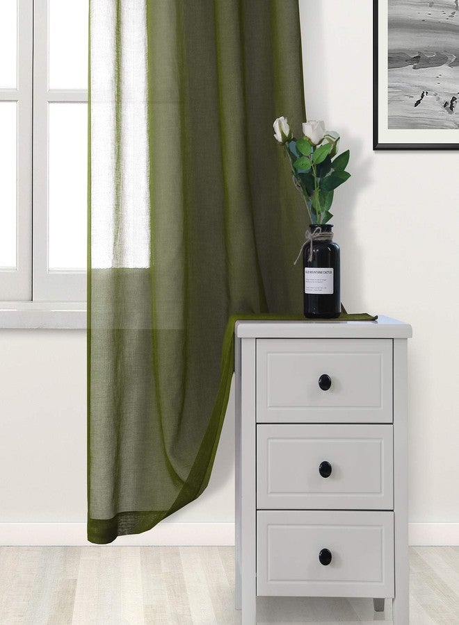 DWCN Olive Green Sheer Curtains Semi Transparent Voile Rod Pocket Curtains for Bedroom and Living Room, 42 x 72 inches Long, Set of 2 Panels - Image 3